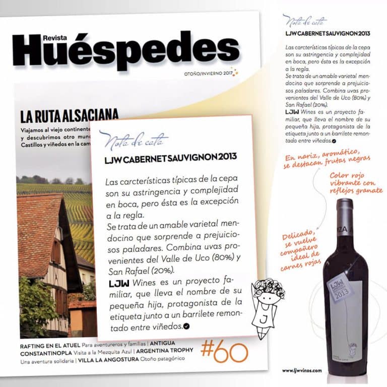 LJW Cabernet Sauvignon en Revista Huéspedes